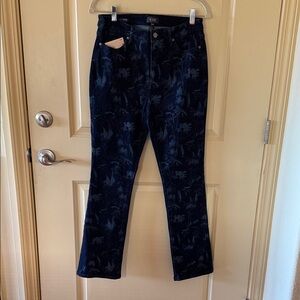 NYDJ Midnight Blue Patterned Flare Jeans